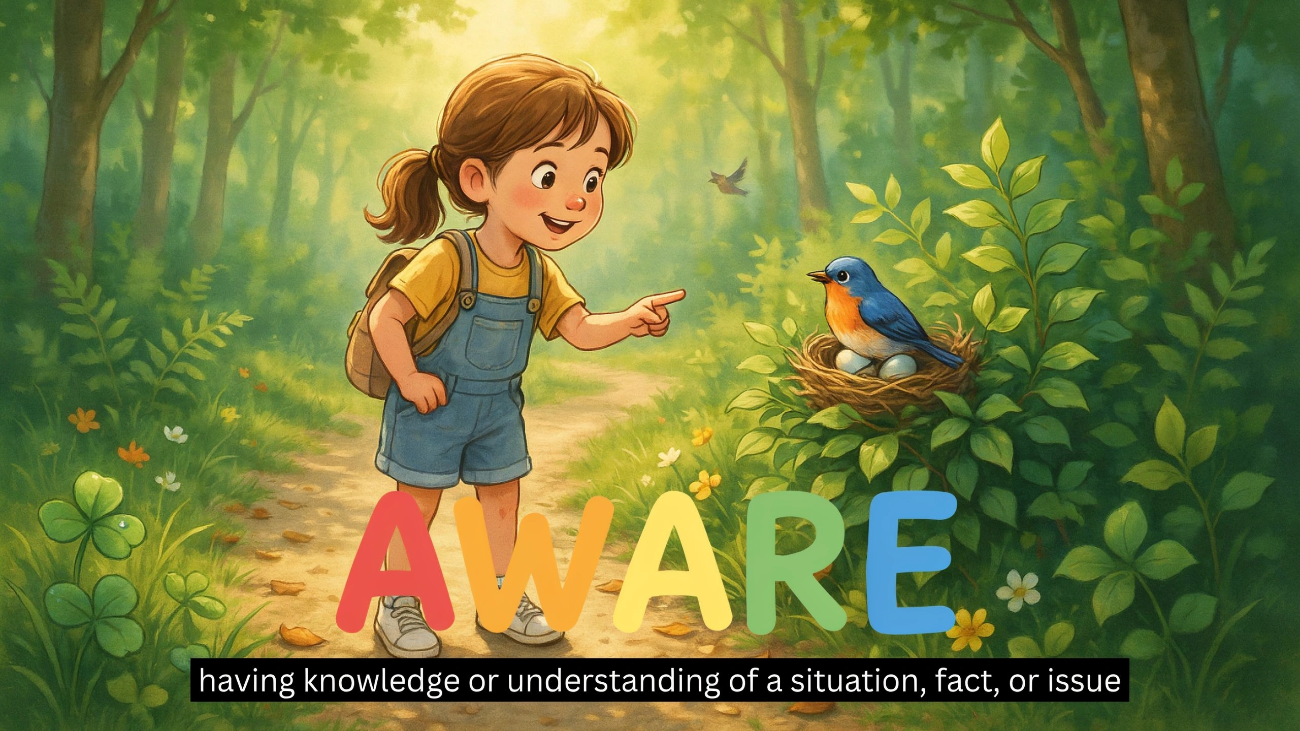 English Illustration for aware